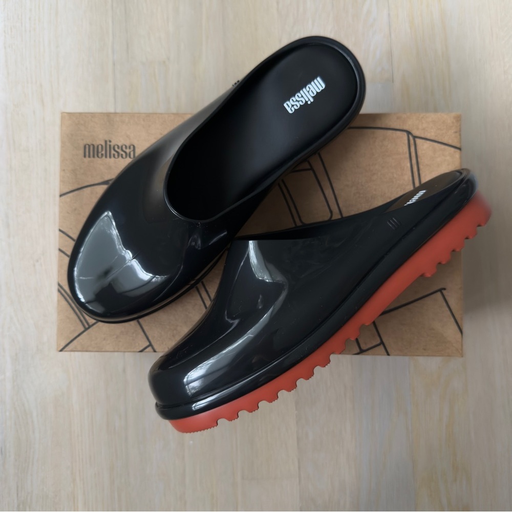 Melissa Black and Red Mules